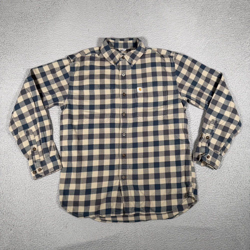 Carhartt Shirt Mens Medium Plaid Flannel Relaxed Fit Outdoor Workwear Pocket